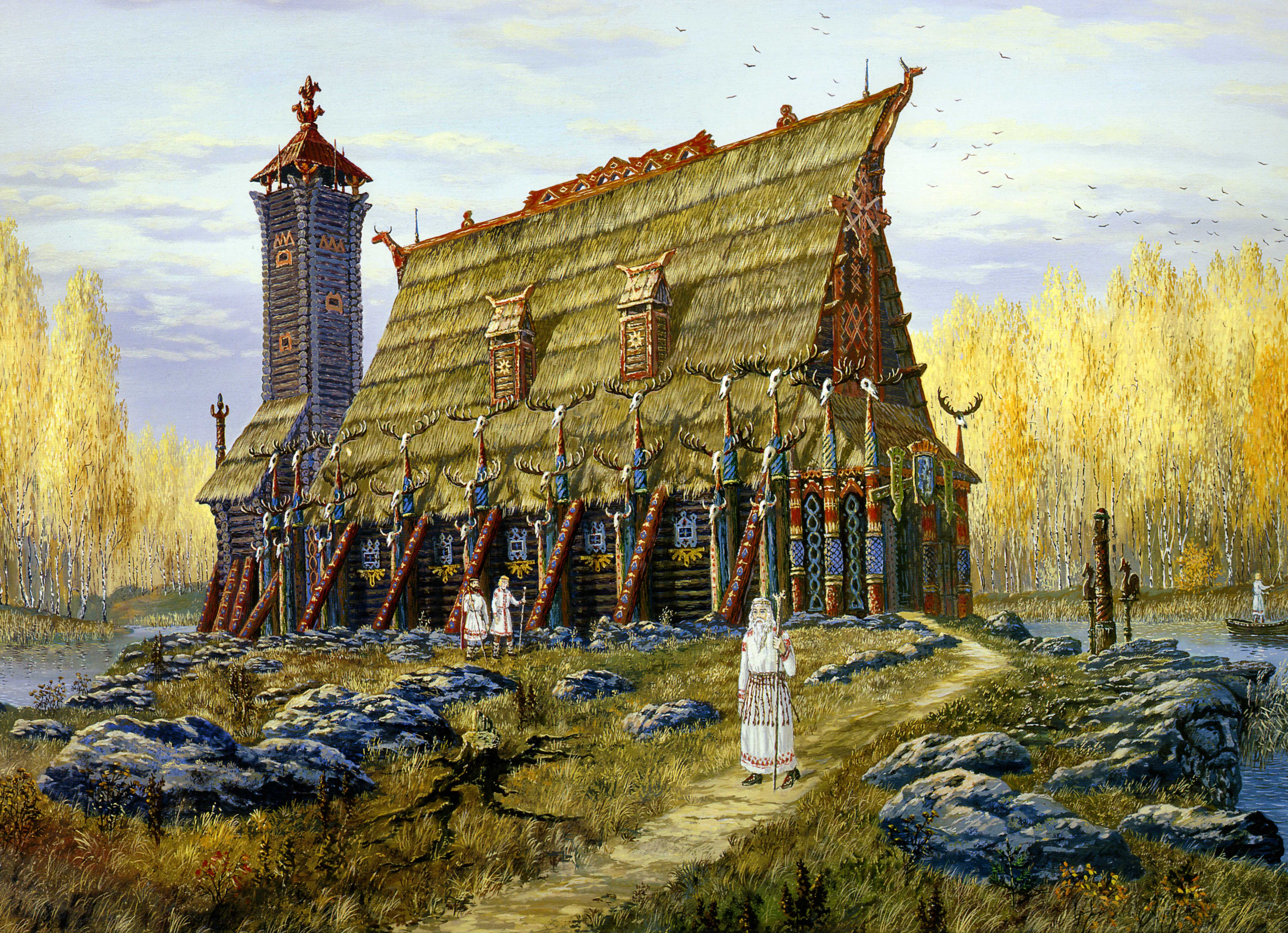 Painting History Russian Folklore Lake Wallpaper