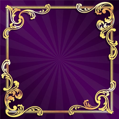 Golden frame with purple background vector 01   Vector
