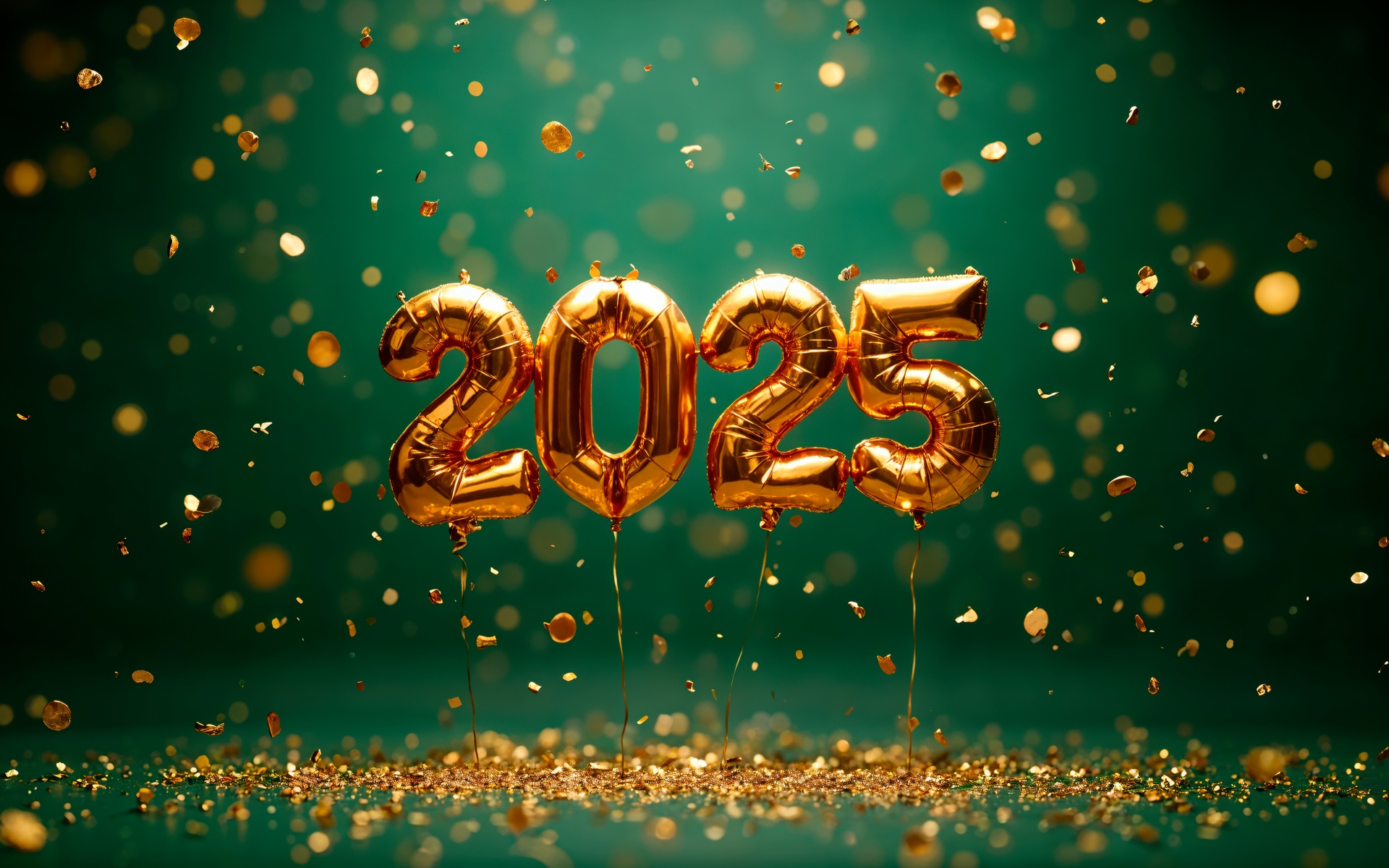 New Year Wallpaper 4k Foil Balloons Golden Confetti