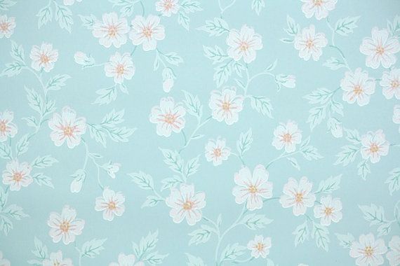  Wallpaper with Pink Flowers on Light Blue Vintage Wallpapers Floral