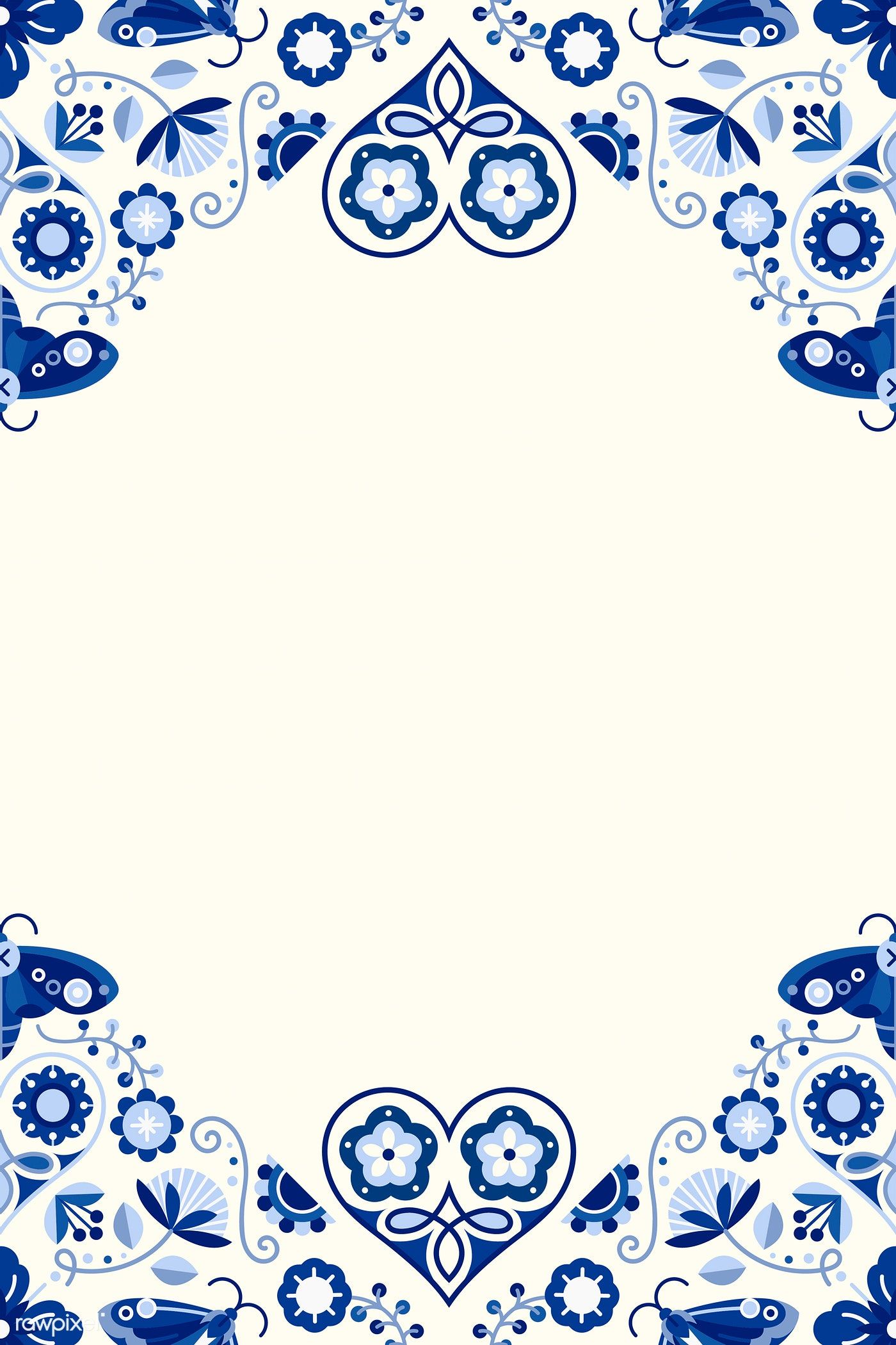 Blue Folk Art Design Element Frame Vector Premium Image By