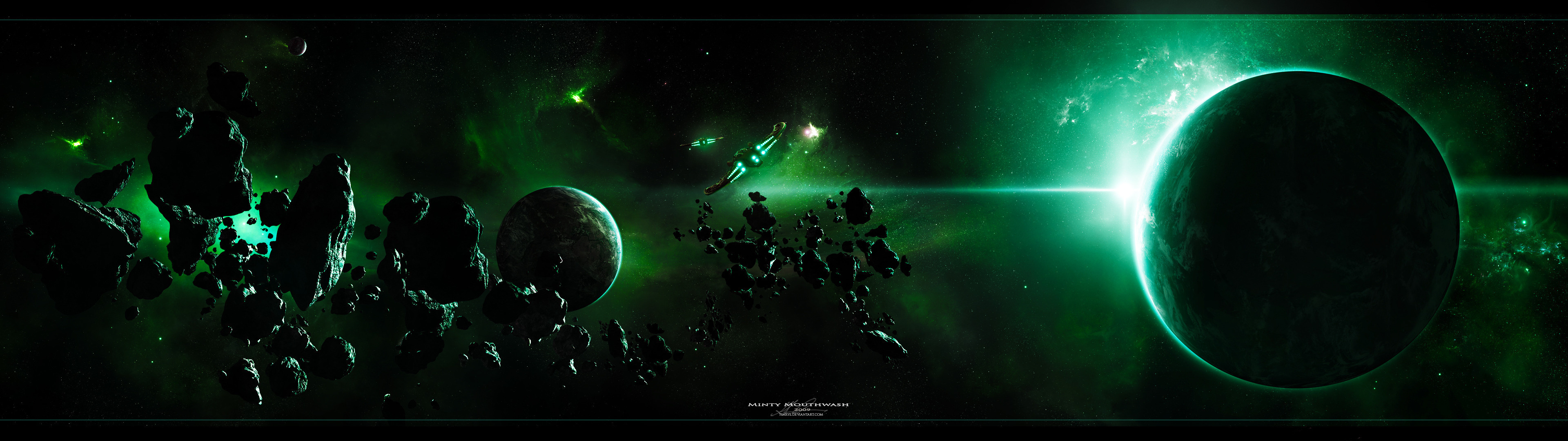 Wallpaper space planet spaceship asteroid desktop wallpaper 3D