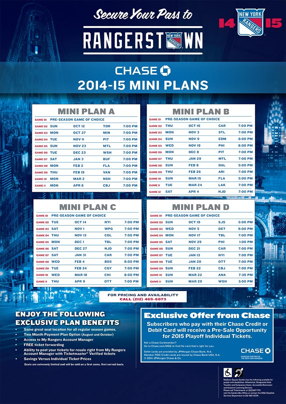 Mini Plans New York Rangers Tickets