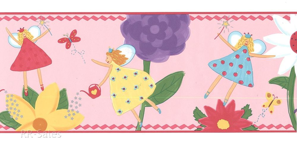  Butterfly Flowers Girls Pink Fairie Wallpaper Wall Border eBay