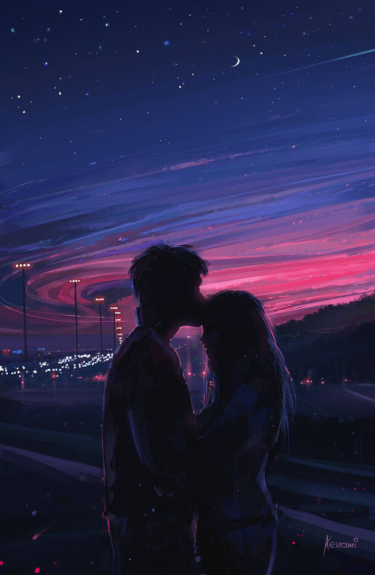 Anime Couple Kiss On Forehead Wallpaper