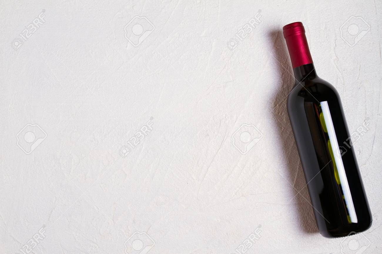 Bottle Of Wine On White Background Still Life Top