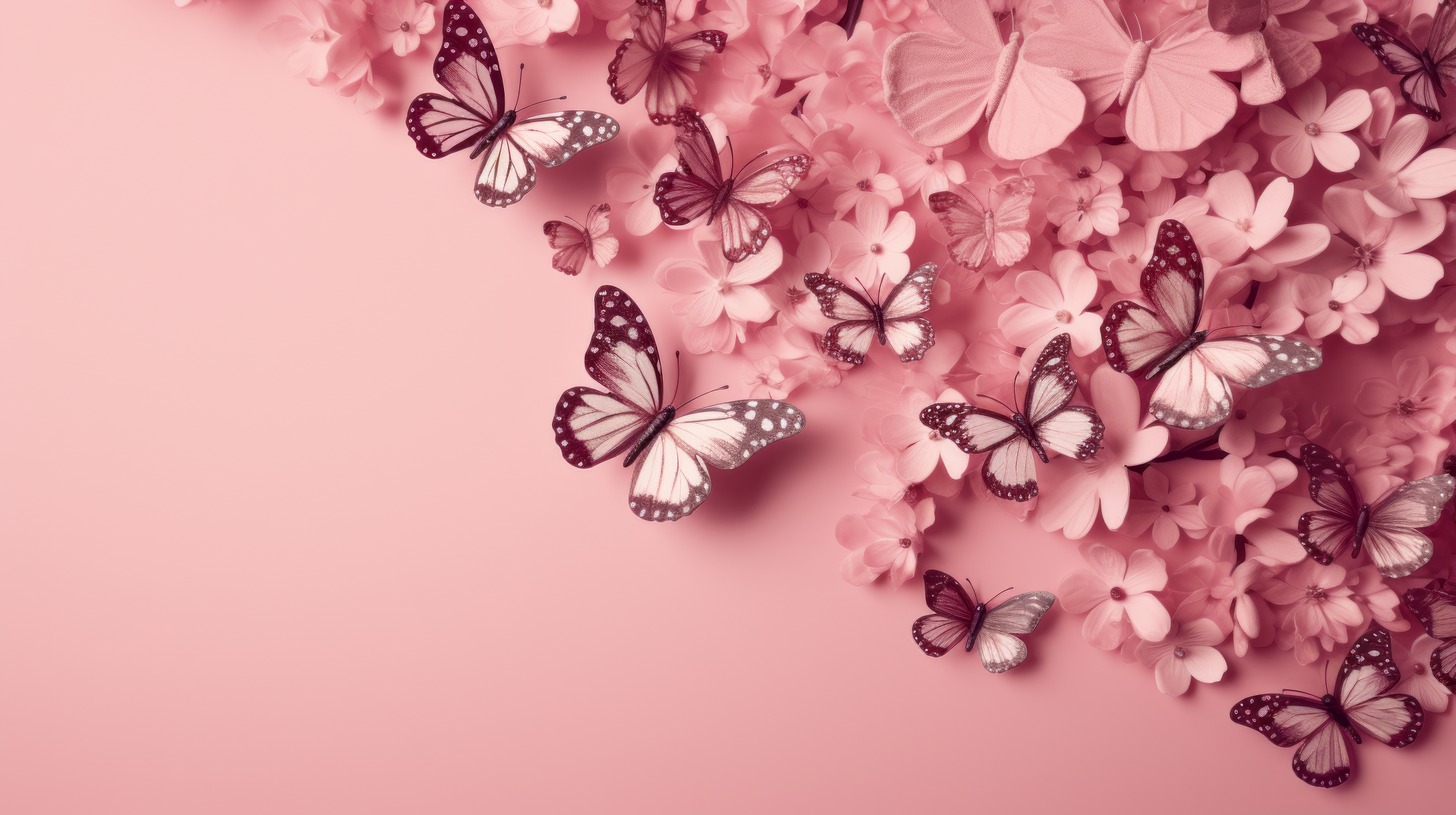 Pink Aesthetic Flowers And Butterflies Wallpaper By Patrika