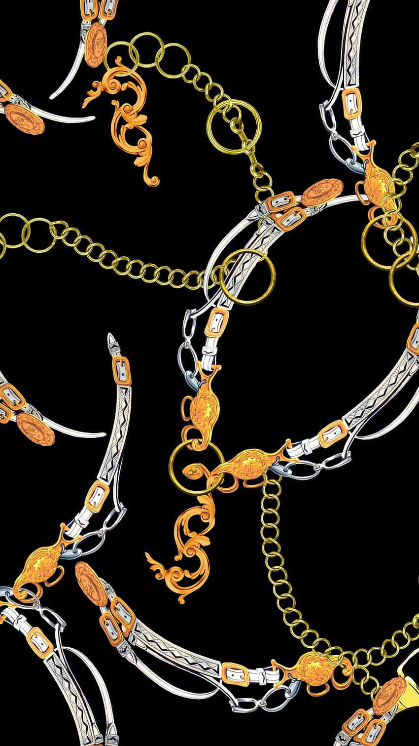 A Pattern Of Gold Chains And Wallpaper