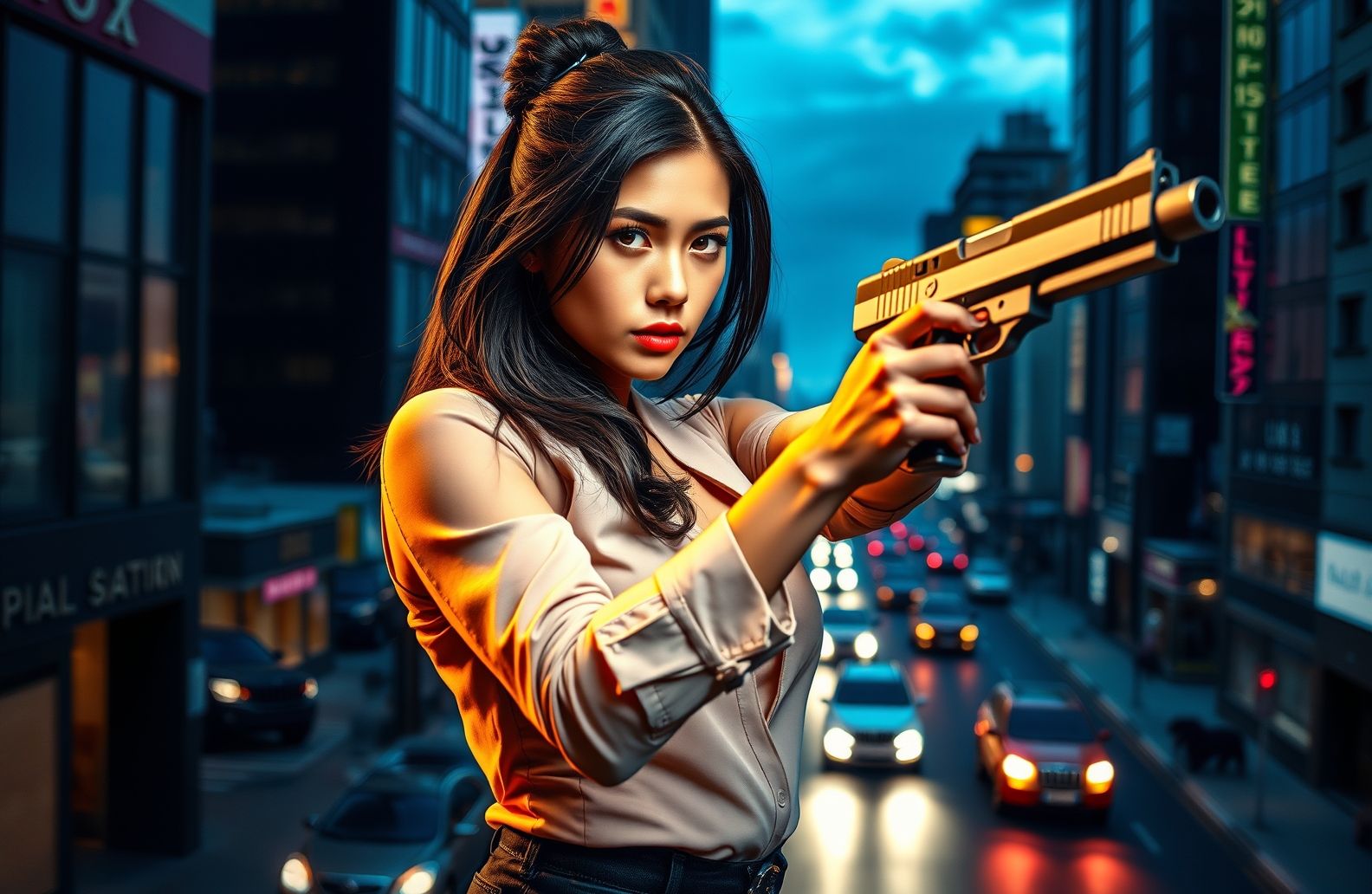 Girl With Gun Wallpaper