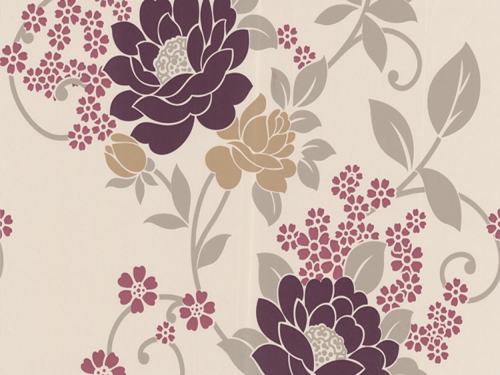 LLB Duchess Floral Purple Cream Wallpaper   FREE Delivery