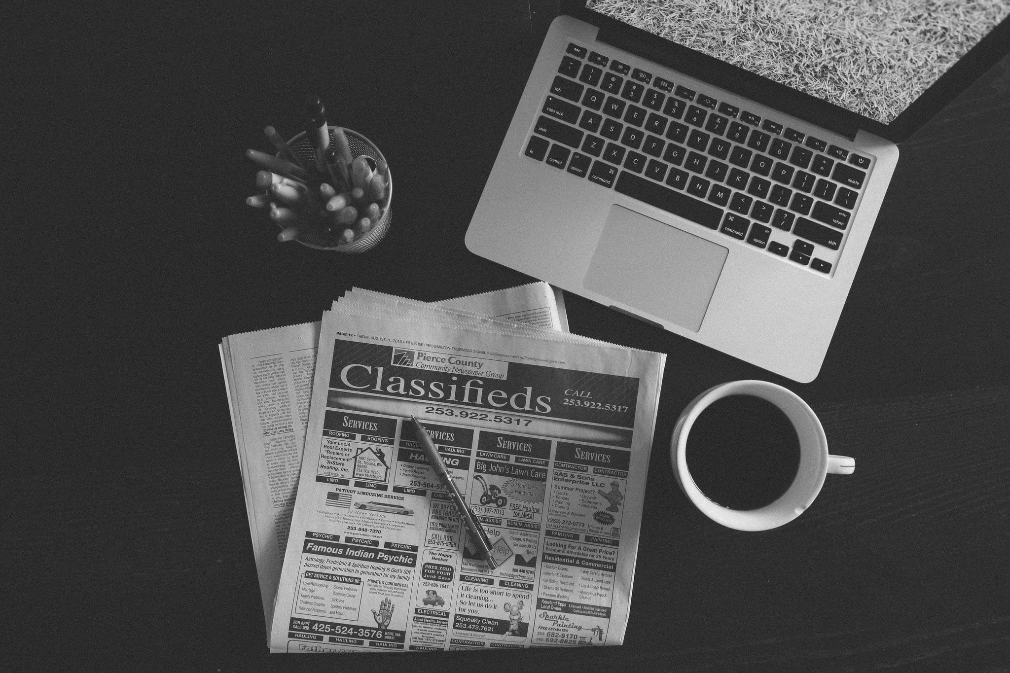 Black And White Newspaper Wallpaper
