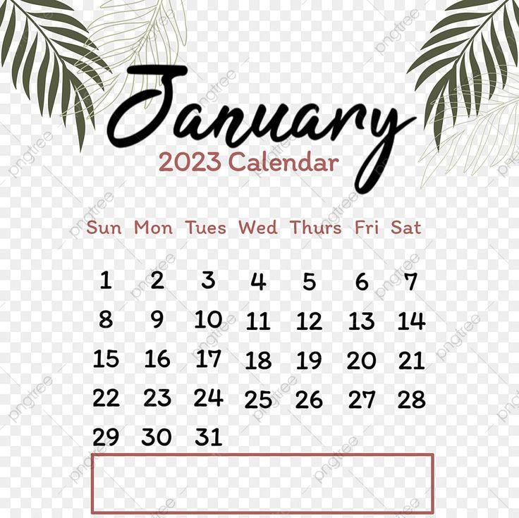 Calendar 2023 January PNG Transparent January 2023 Calendar 2023