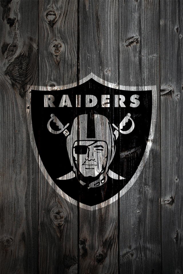 Oakland Raiders Logo On Wood Background iPhone Wallpaper