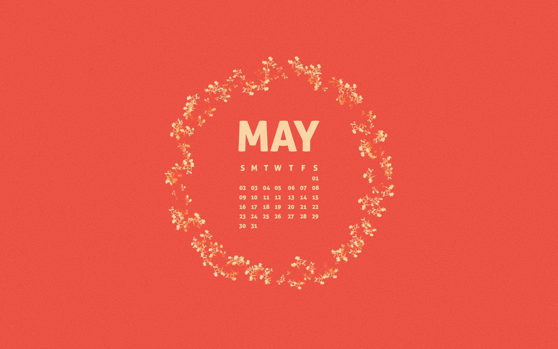Click to download the May Desktop Calendar Wallpaper in 1920X1200