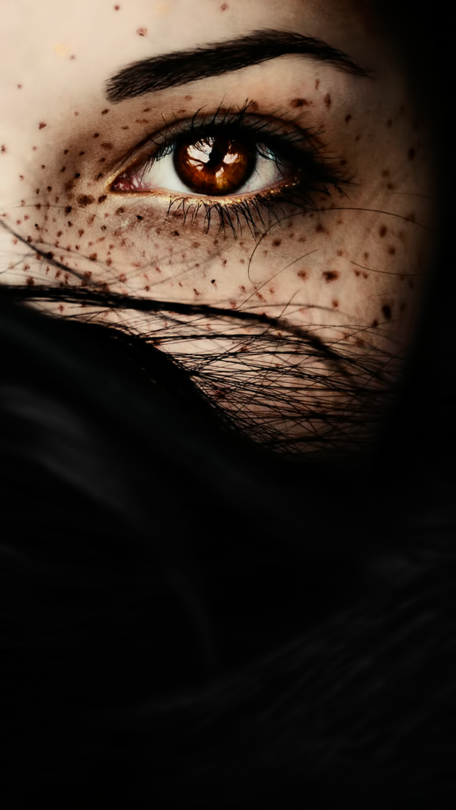 Misterious Woman Brown Eye Closeup iPhone Wallpaper