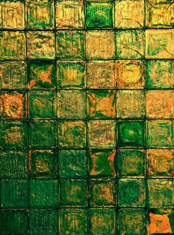 Two Tone Iridescent Tile Green Wallpaper