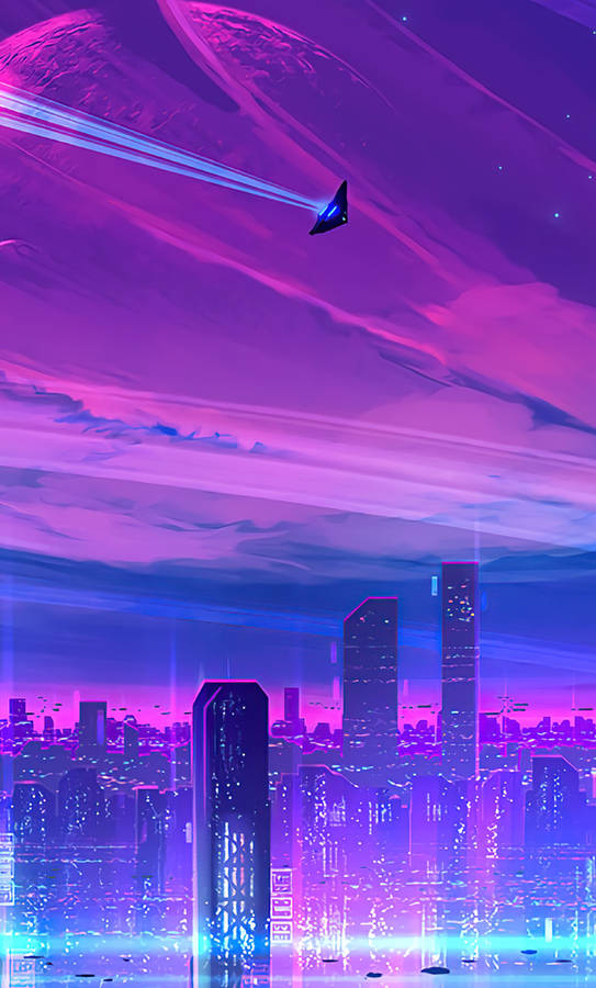 4k Neon iPhone Jet In City Wallpaper