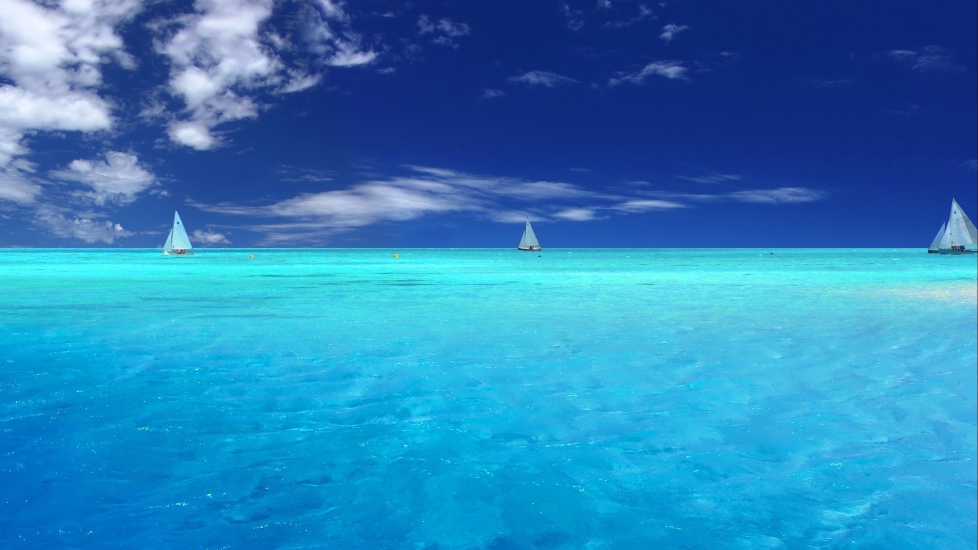Yachts On Caribbean Sea Blue Ocean Water 1920x1080 HD Image
