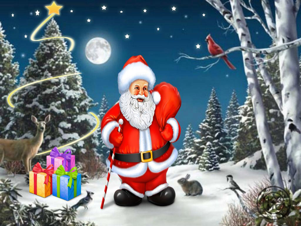 Santa Claus With Christmas Tree New Wallpaper Pictures