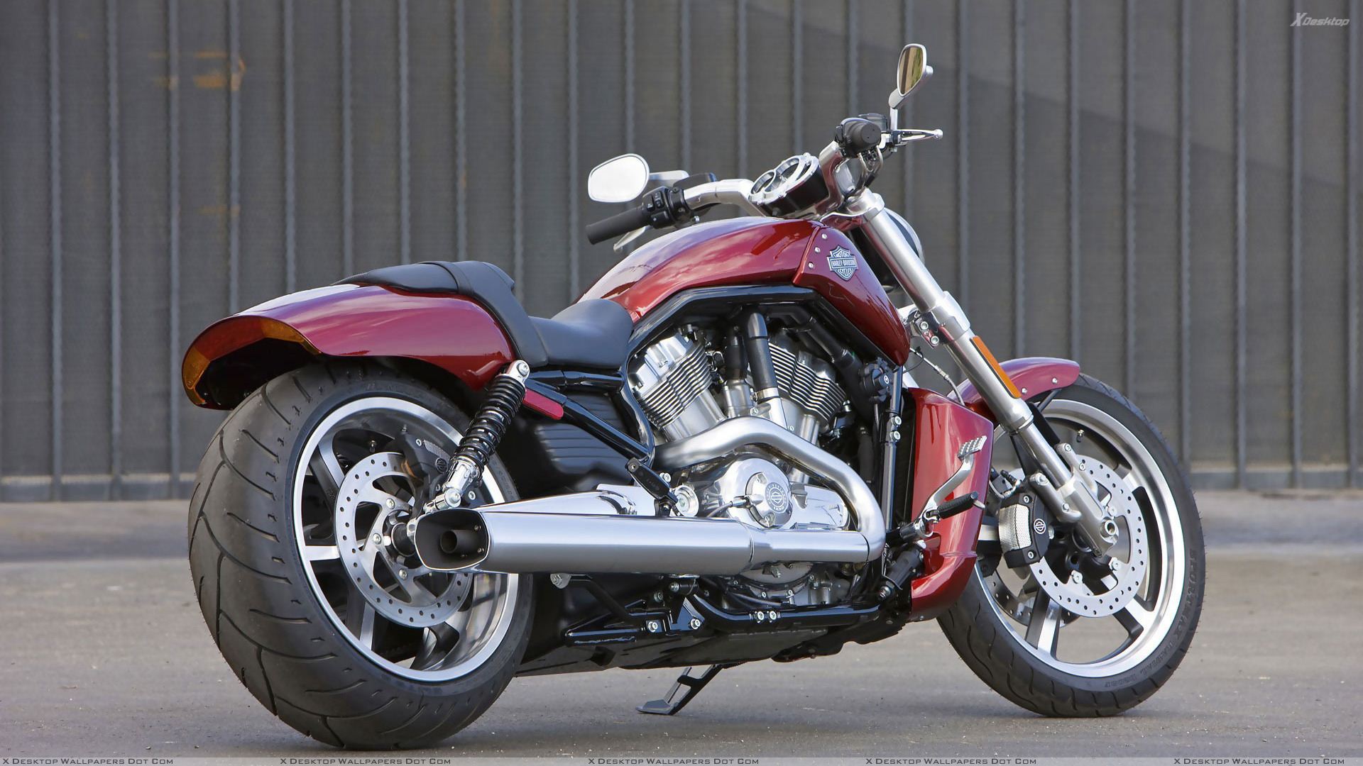 Harley Davidson Vrscf V Rod Muscle In Red Back Side Pose Wallpaper