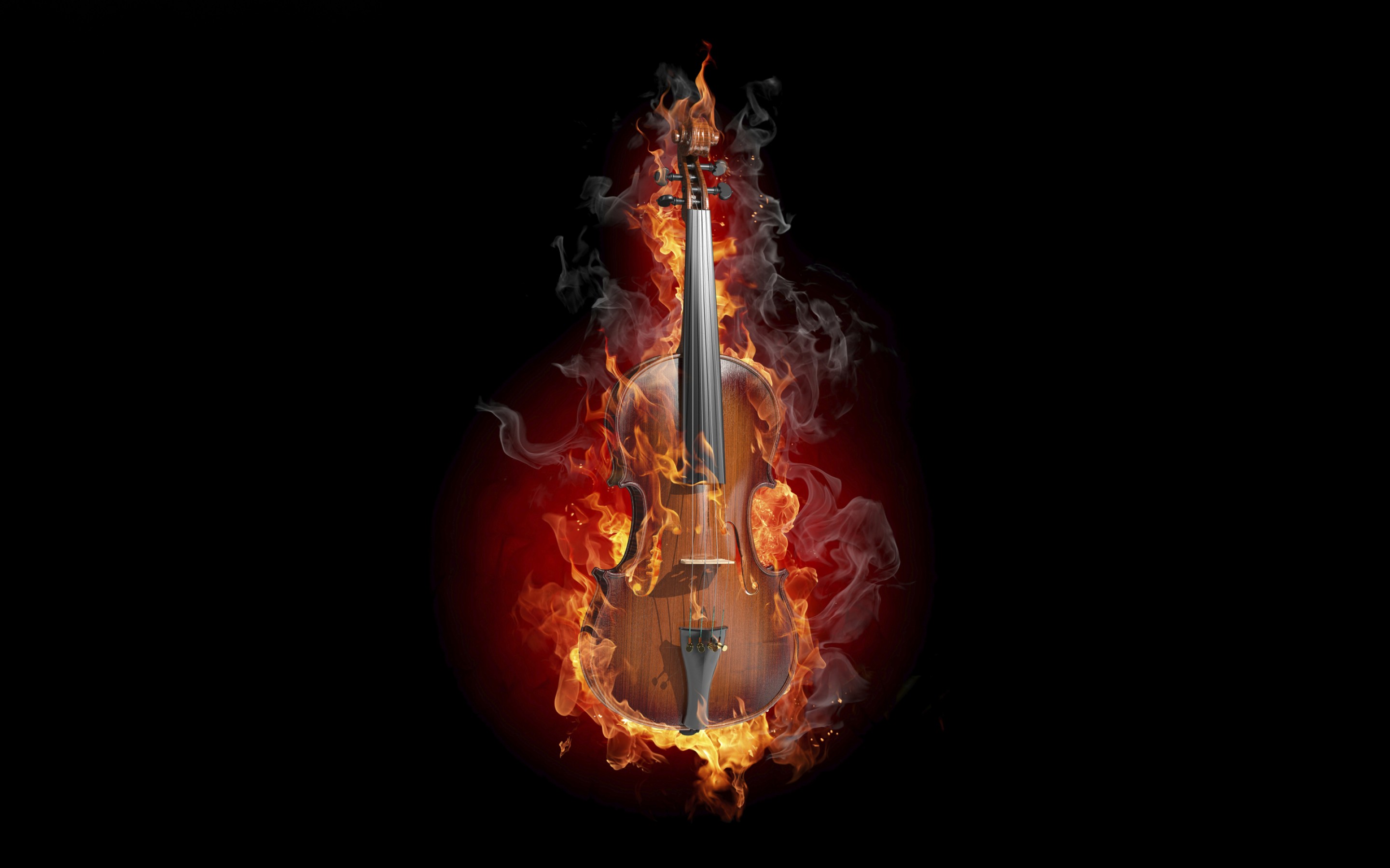 Violin Fire Black HD Wallpaper