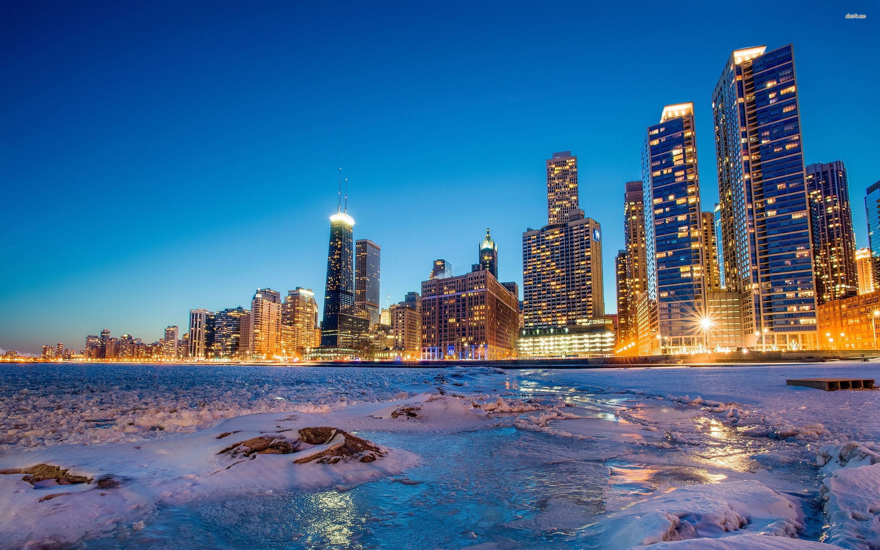 Chicago Skyline At Night Winter Winter wallpaper 2880x1800 2880x1800