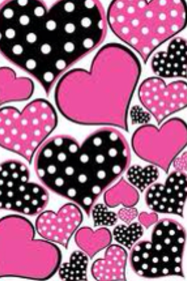 Heart Polka Dot iPhone Wallpaper Dots Black And