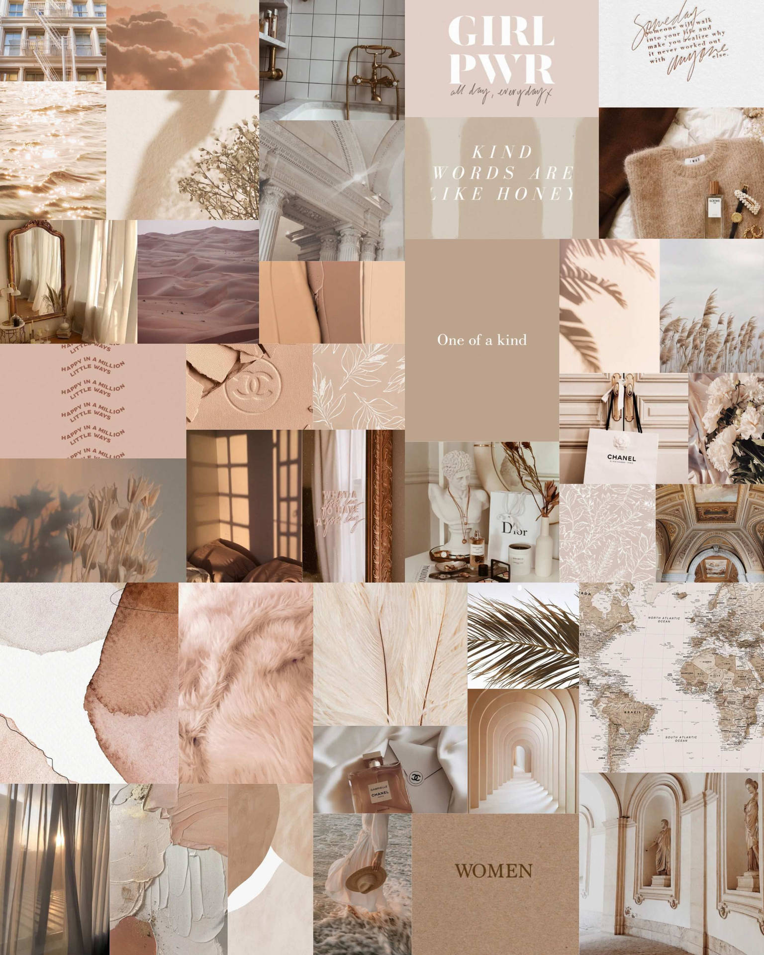 Beige Aesthetic Collage Wallpaper