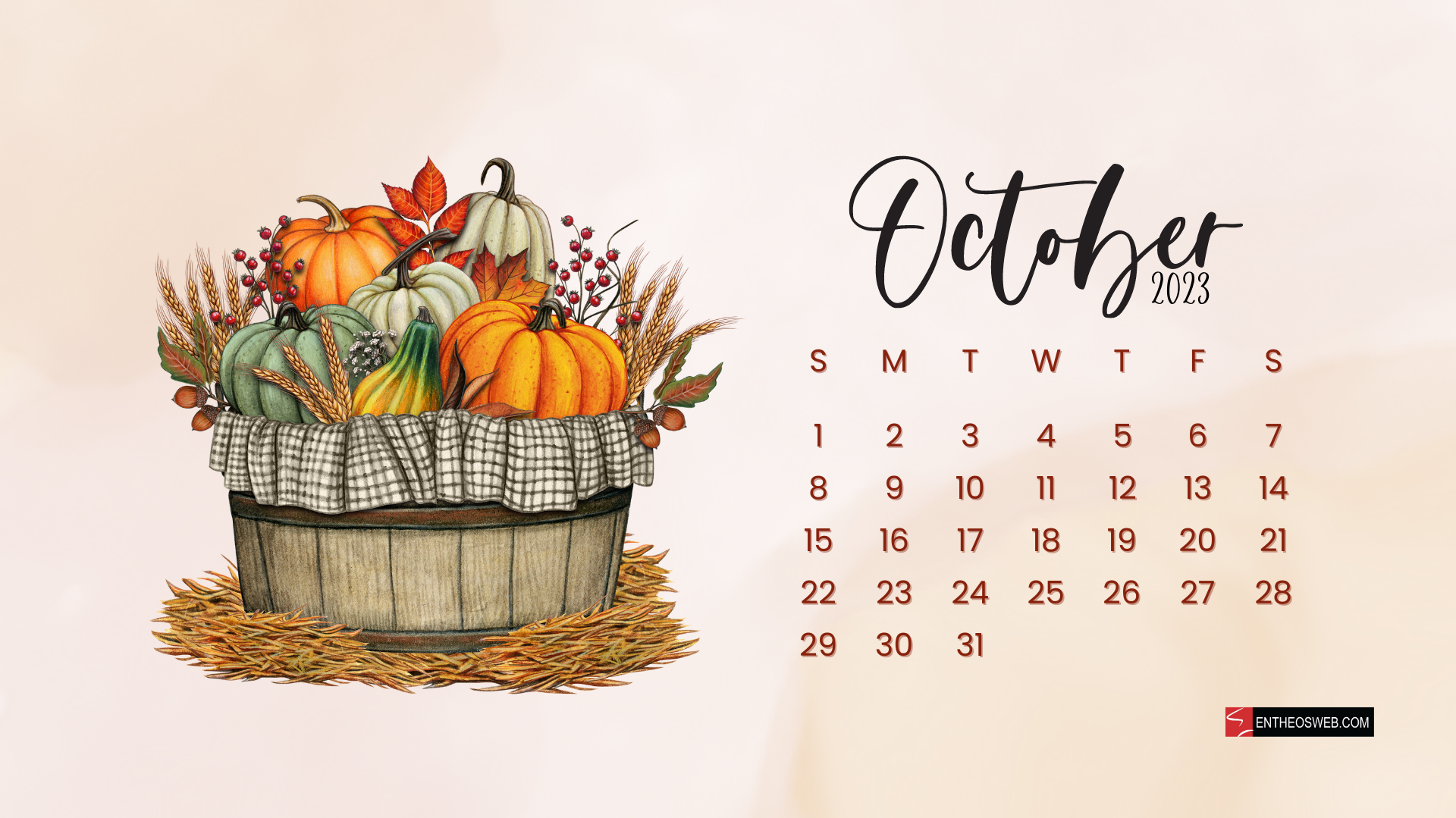 October 2023 Calendar Desktop Wallpaper EntheosWeb