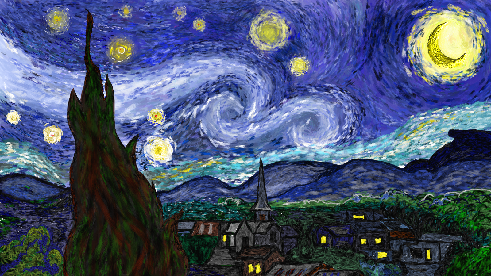 The Starry Night By Vincent Van Gogh 1080p 2k 4k 5k HD Off Wallpaper