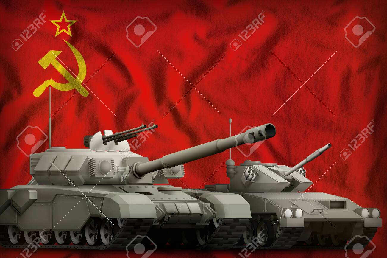 Tanks On The Soviet Union Sssr Ussr Flag Background