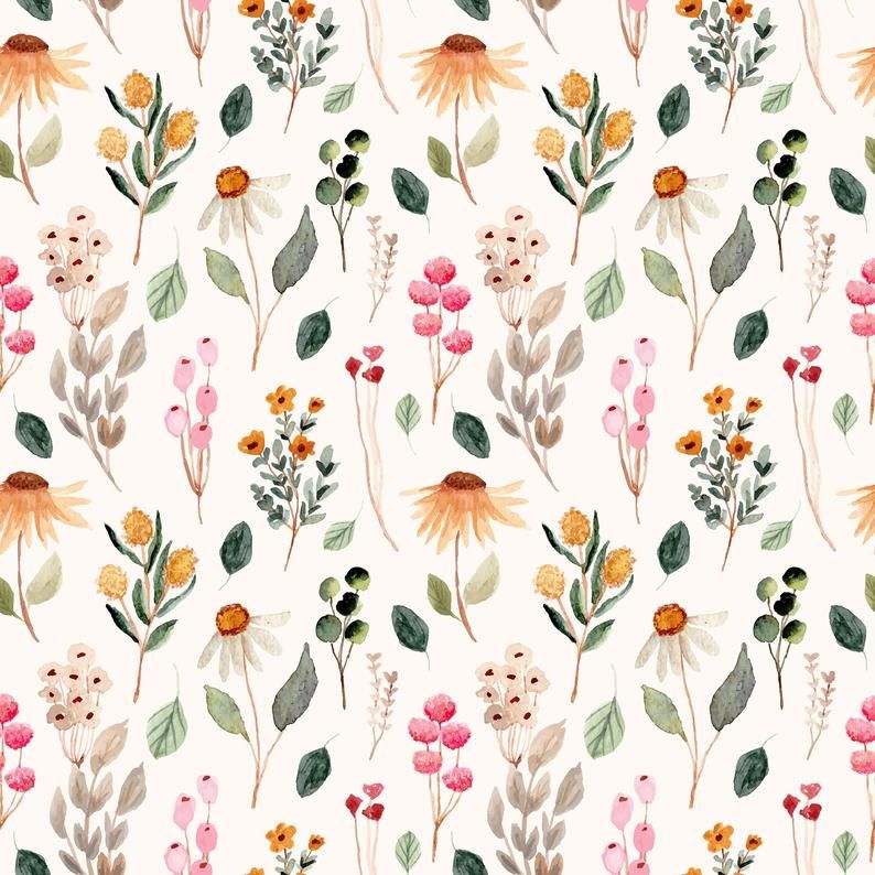 Floral Wallpaper Botanical Watercolor Wildflower