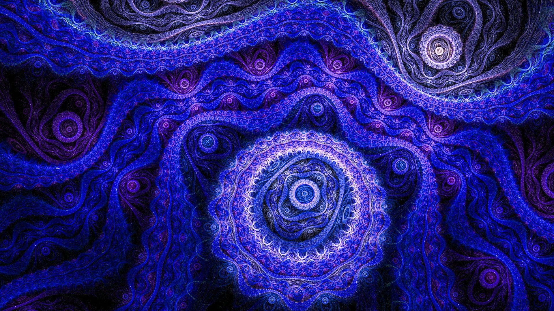 Dark Blue Fractal Art Design HD Abstract Wallpaper