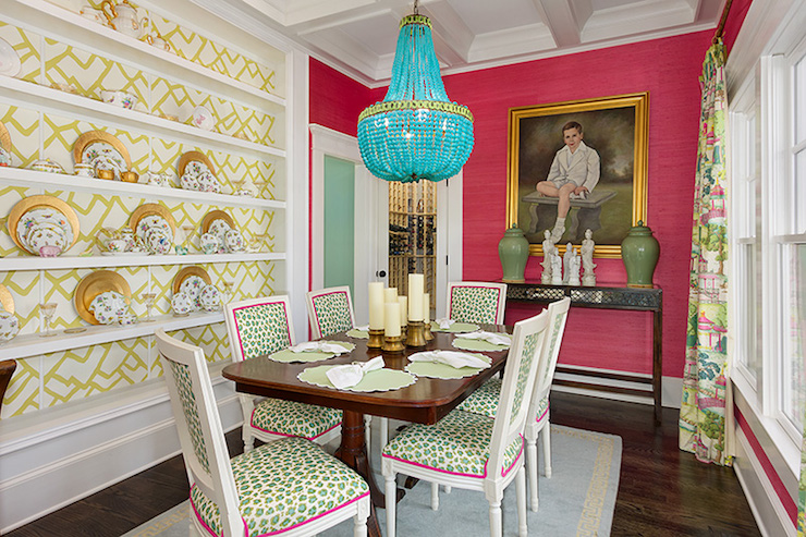 Free Turquoise Beaded Chandelier Eclectic Dining Room