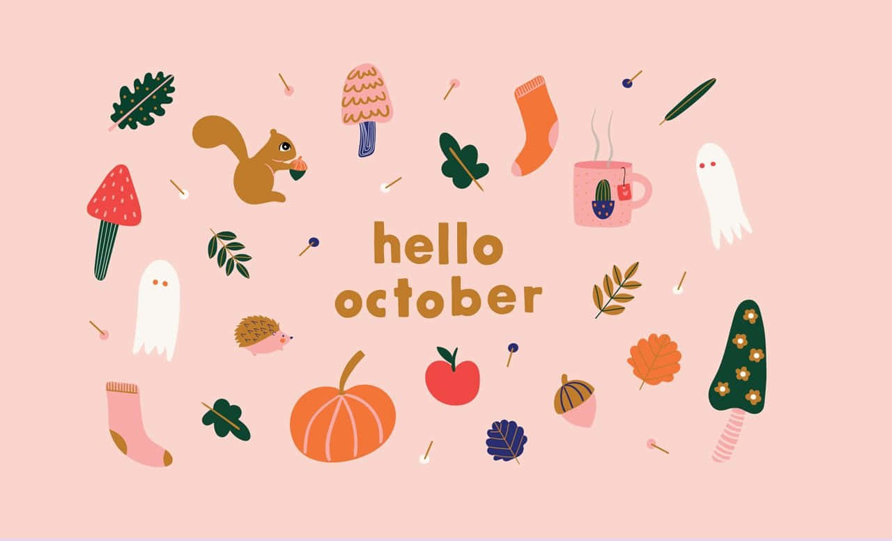 Hello October With Pumpkin Wallpaper