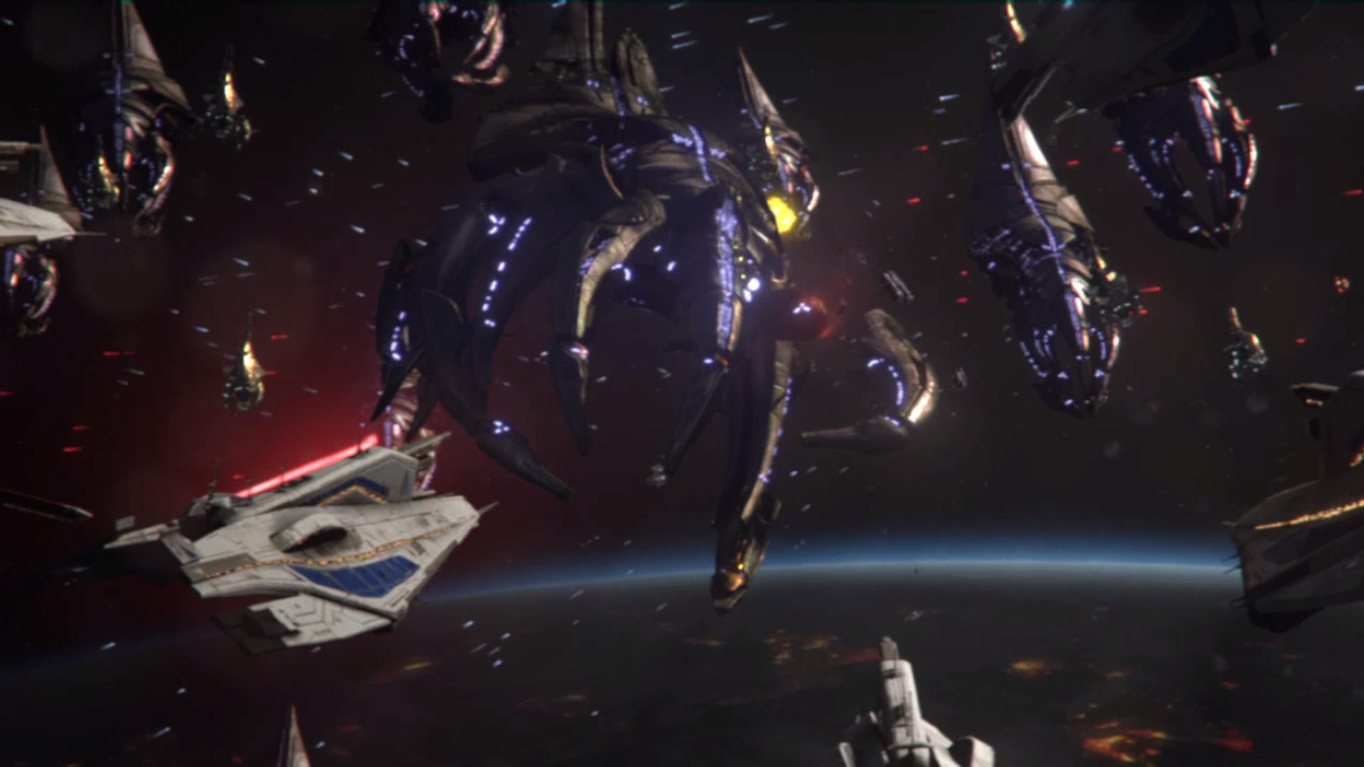Mass Effect Engaging Reapers By Supermanlovesaspen Fan Art Wallpaper