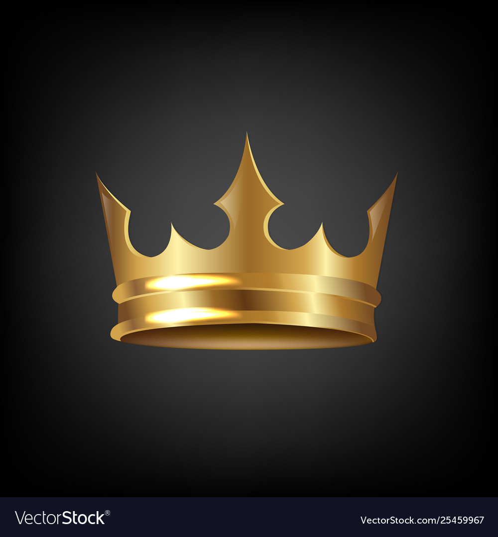 Golden Crown Isolated Black Background Royalty Vector