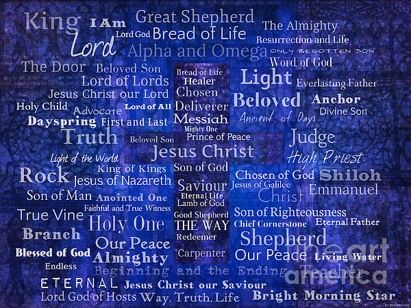 Names And Titles Of Jesus Christ With Blue Background by Creative