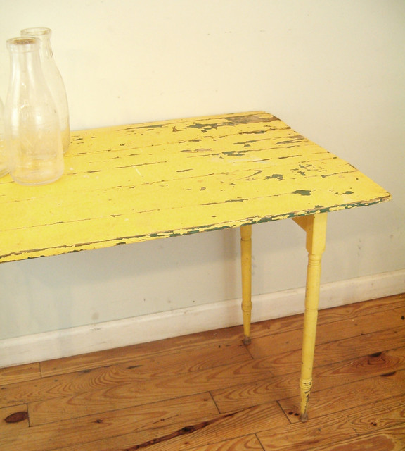 Antique Yellow Folding Table By Goseek Eclectic Side Tables And Accent