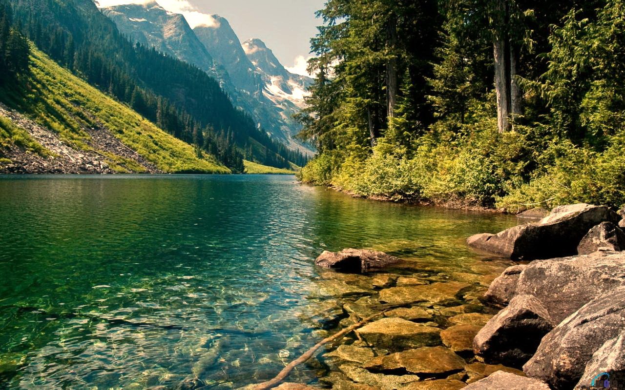 Download wallpaper 2560x1440 nature, lake, mountains 