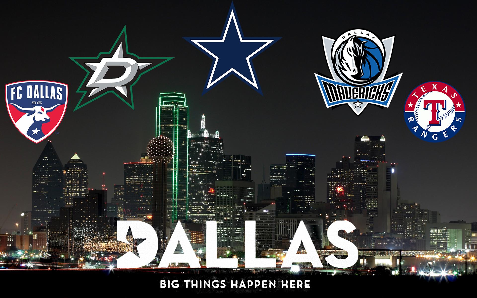 Download Dallas Cowboys Logo With City Backdrop Wallpaper