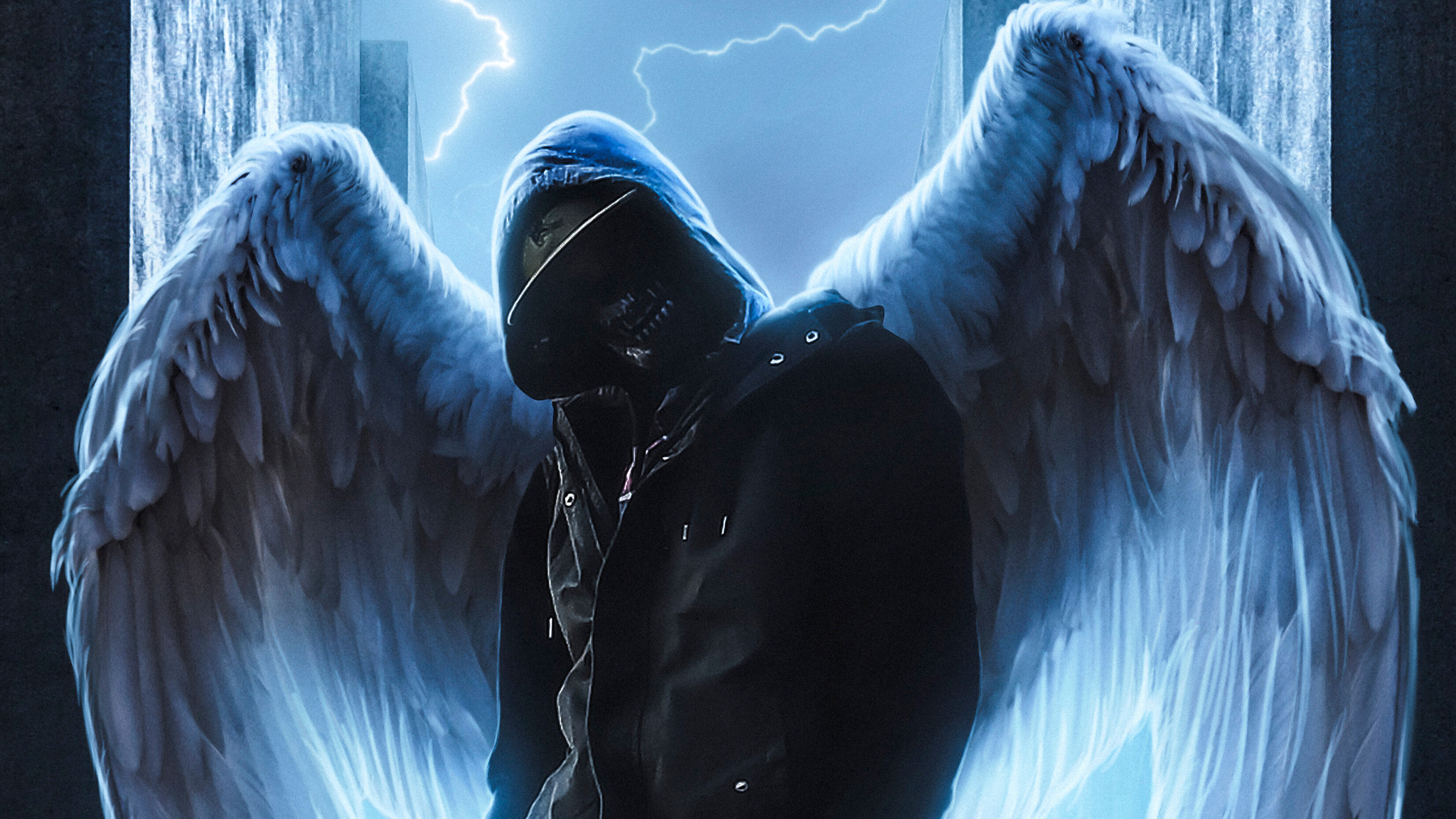 Hoodie Guy With Wings Wallpaper Resolution HD 4k Image