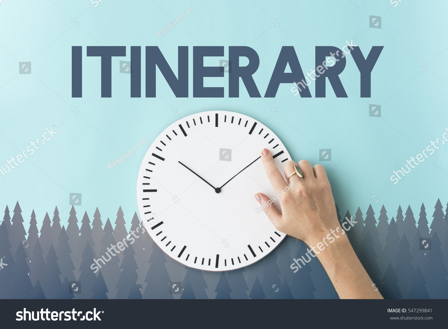 Itinerary Word On Nature Background Trees Stock Illustration