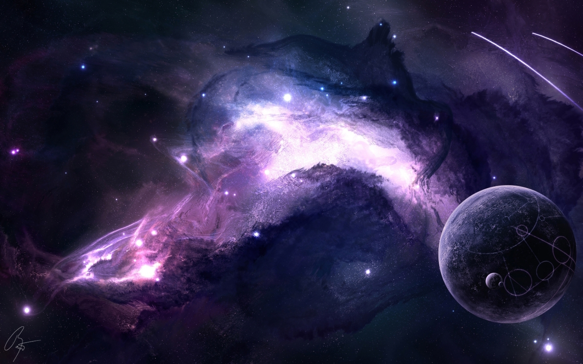 Purple Space And Nebula Desktop Wallpaper