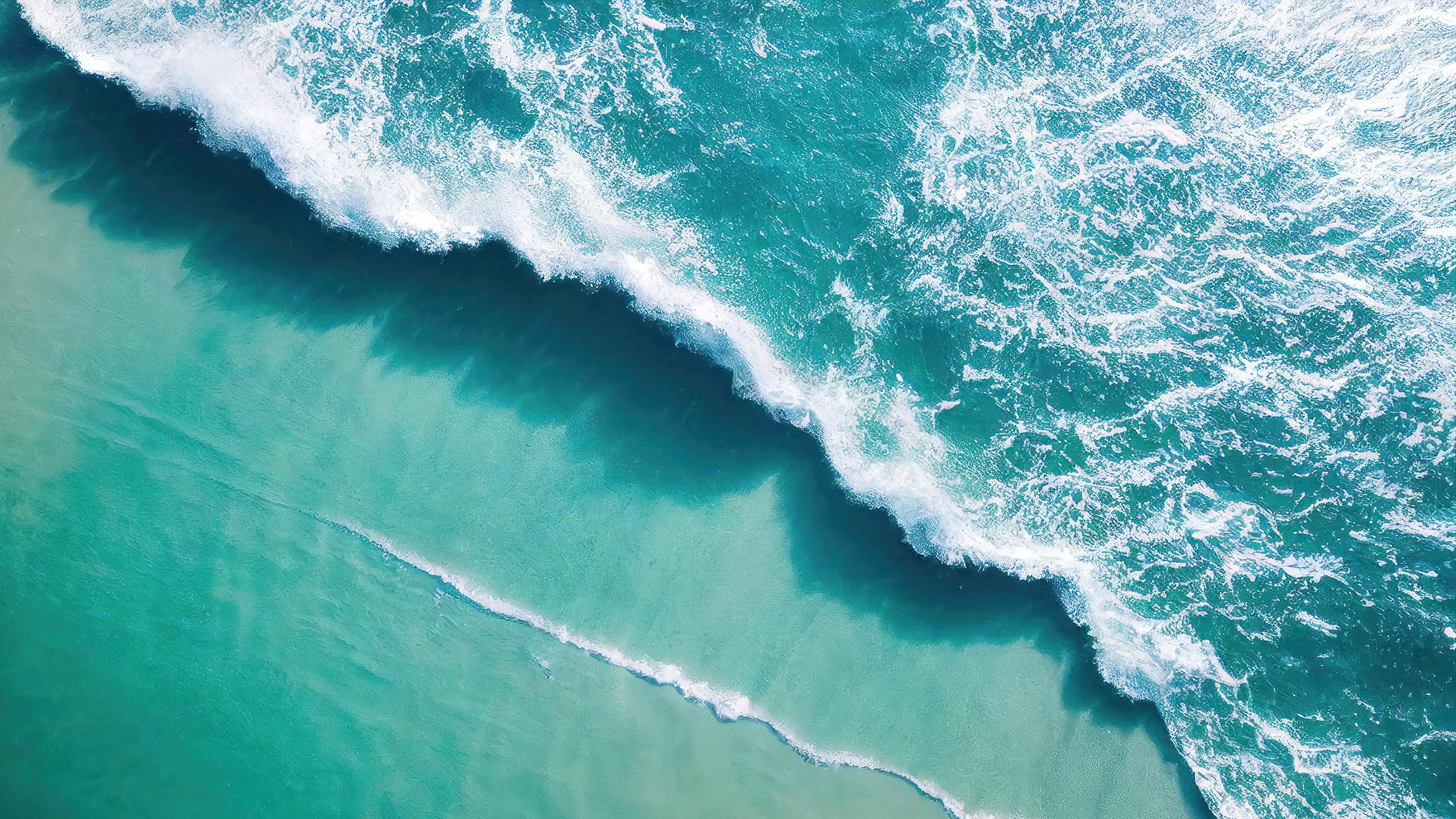 Beach Ocean Waves Aerial Scenery 4k Wallpaper iPhone HD Phone