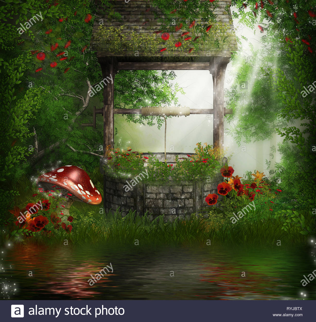 3d Illustration Fantasy Graphic Background Of A Stone Well