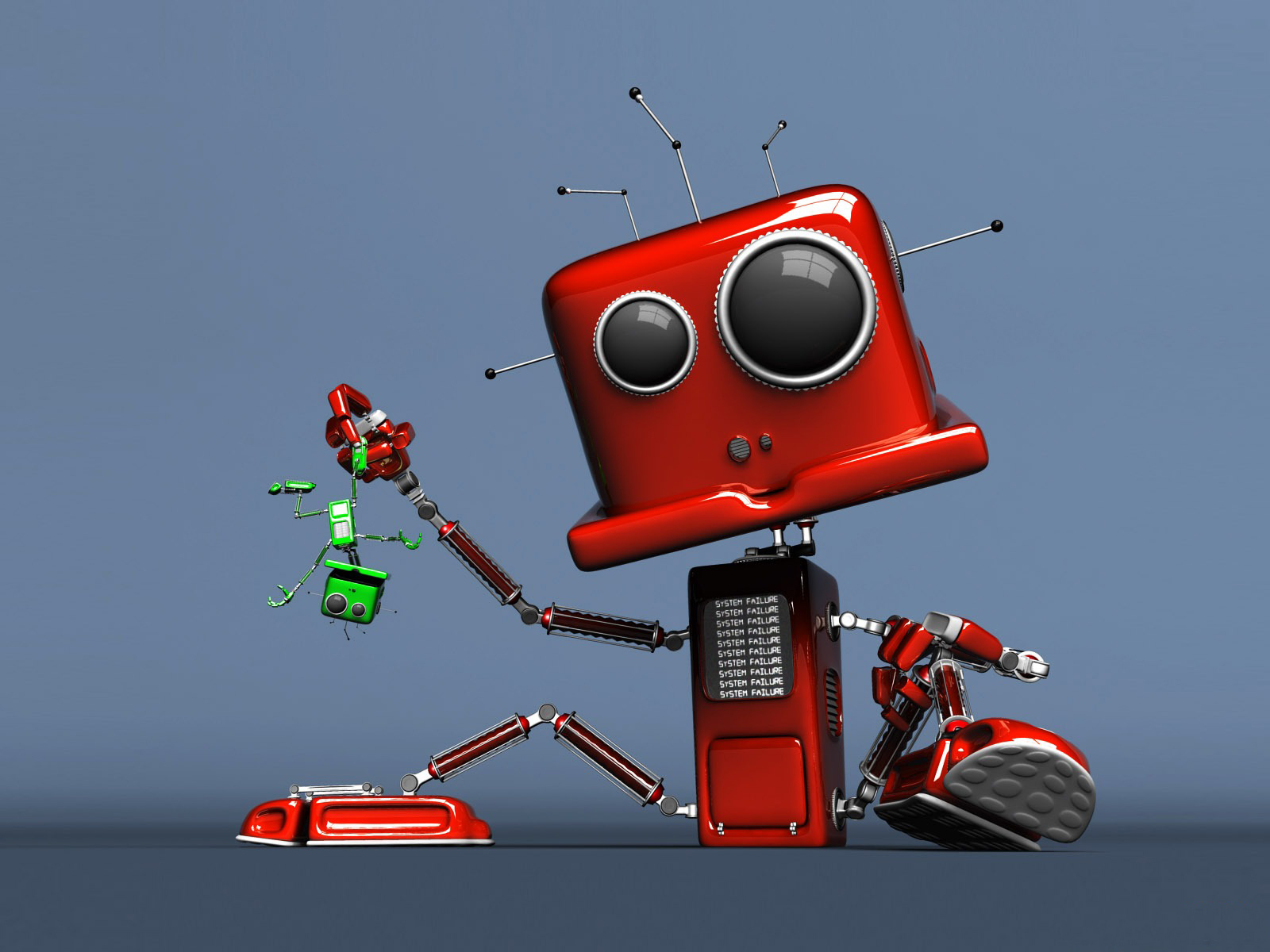 Desktop Wallpaper Of Cute Red Robot Puter