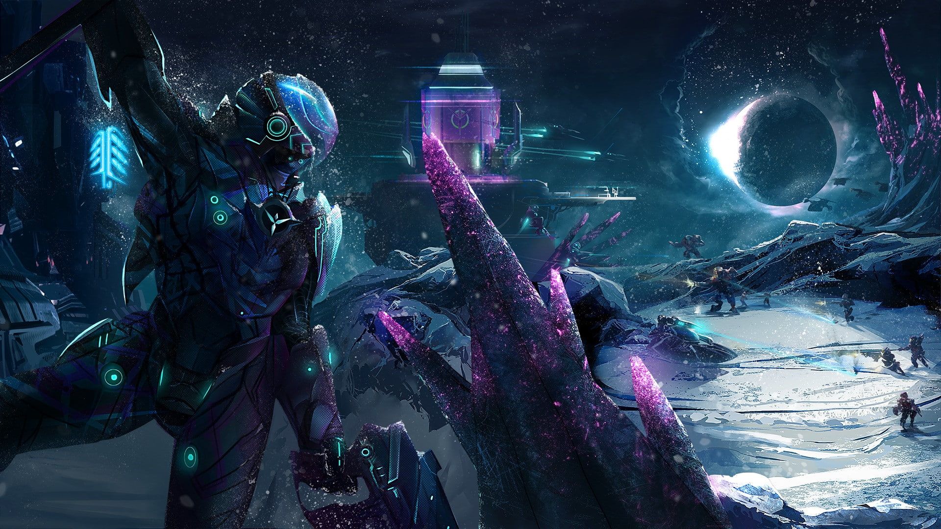 Futuristic Battle Space Ice Spaceship Robot Planetside Vanu