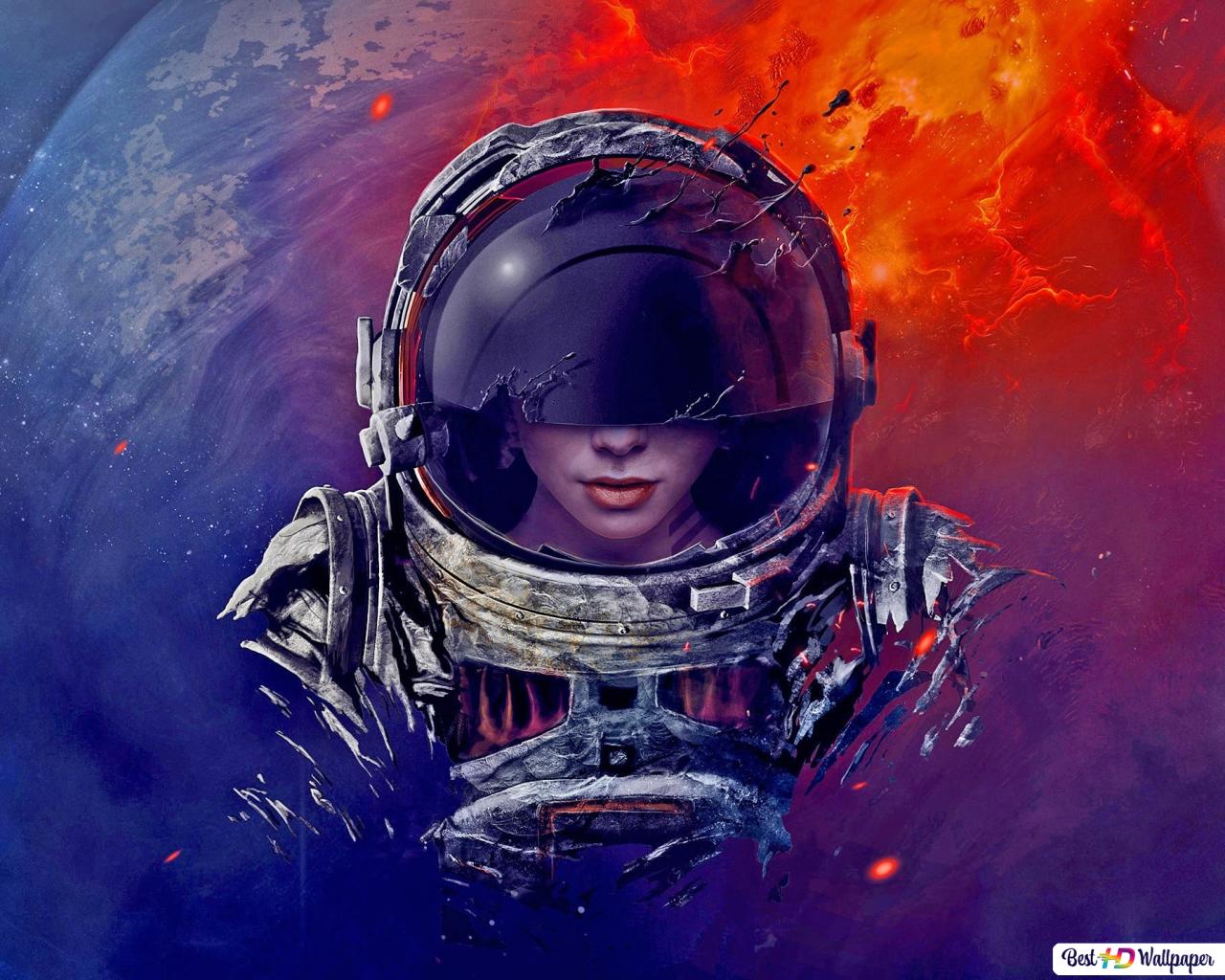 Astronaut Wallpaper Digital Art Spacesuit Helmet HD