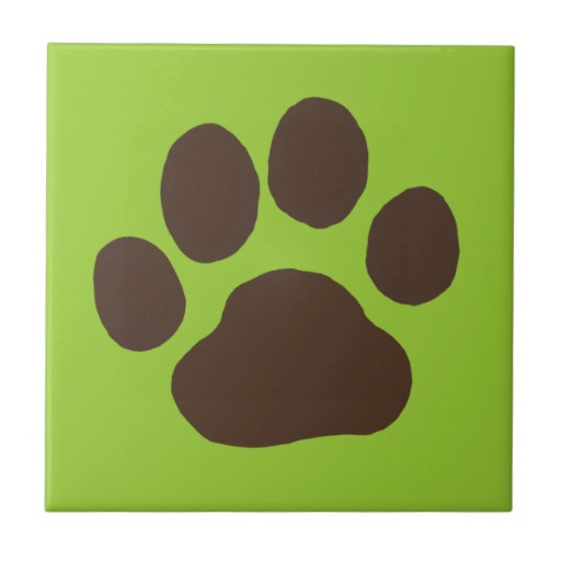 Big Dog Paw Print With Custom Background Color Ceramic Tiles